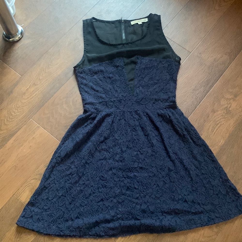 Sheer Lace Black and Blue Dress